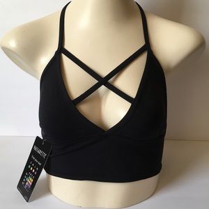 Black Crop Top Layering Piece Medium New
